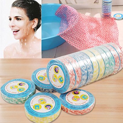 10pcs Mini Portable Magic Tissue Wipe Capsules Compressed Towels Nonwoven Washcloth Face Care Beauty Cotton Just Add Water Pill Coin Tablets