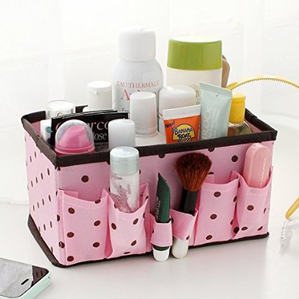 Dot Flower Heart Style Bright Folding Foldable Multifunction Makeup Cosmetic Sundry Pouch Storage Box Container Bag Stuff Stationary Organizer